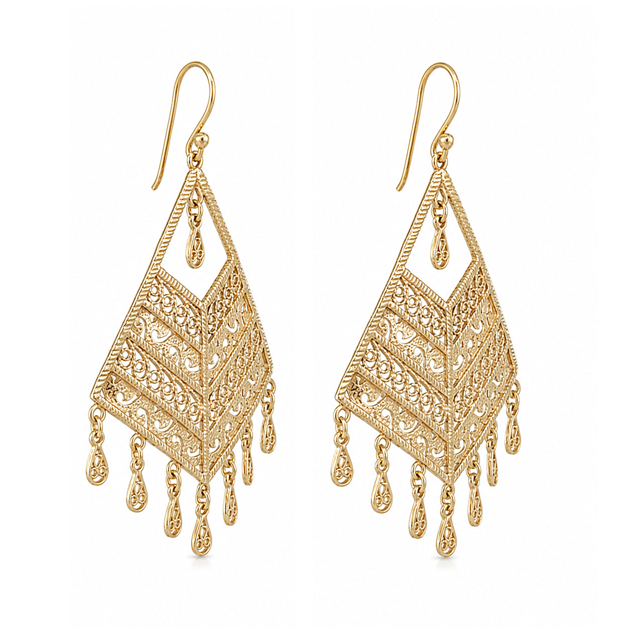 Diamond Openwork Filigree Chandelier Earrings