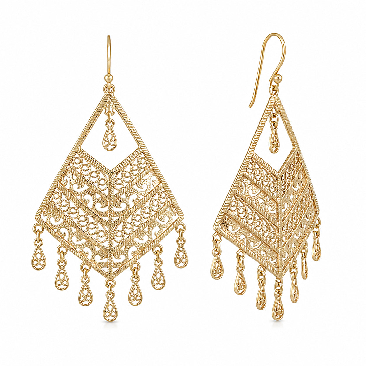 Diamond Openwork Filigree Chandelier Earrings