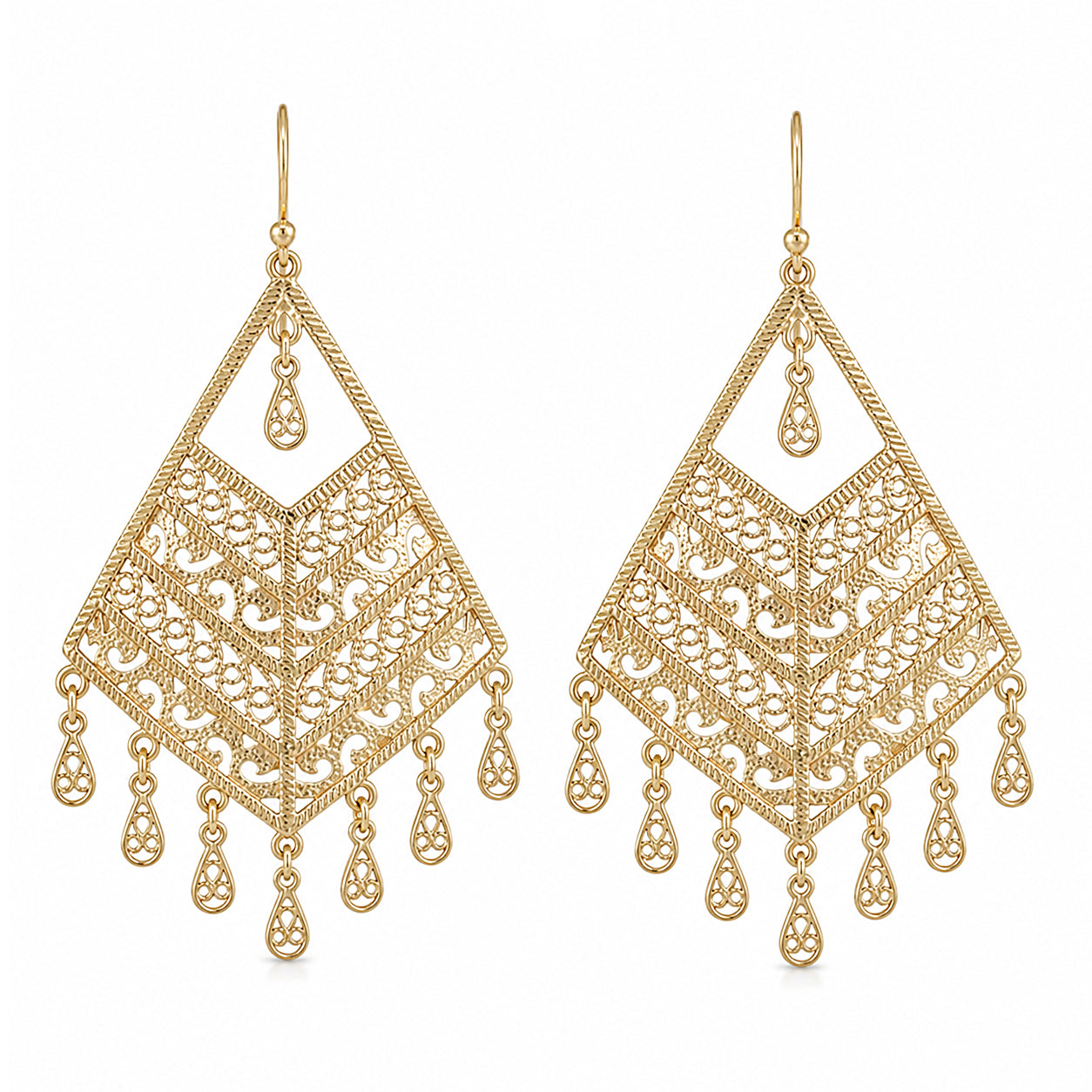 Diamond Openwork Filigree Chandelier Earrings