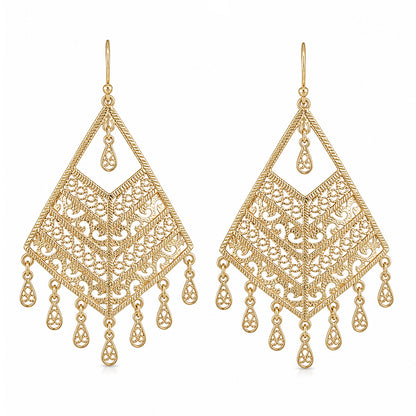 Diamond Openwork Filigree Chandelier Earrings