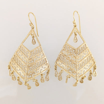 Diamond Openwork Filigree Chandelier Earrings
