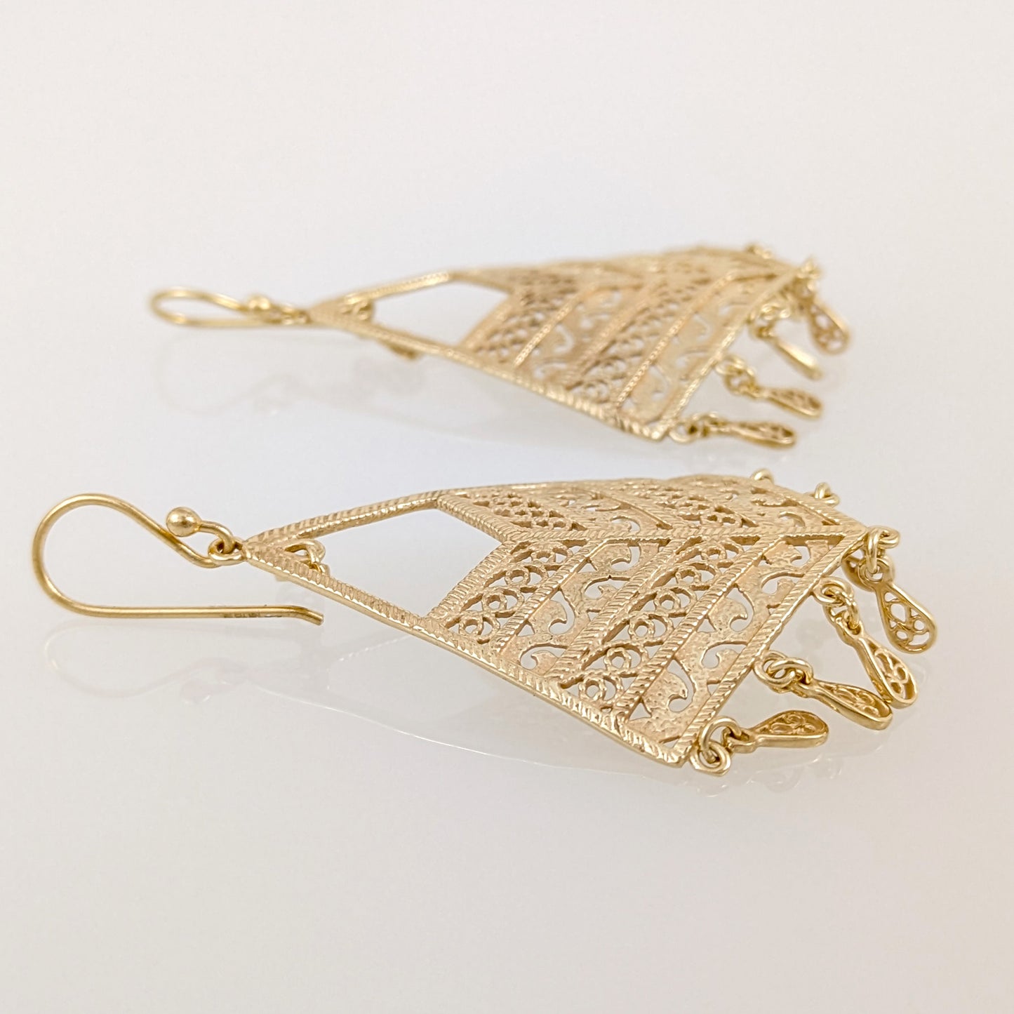 Diamond Openwork Filigree Chandelier Earrings