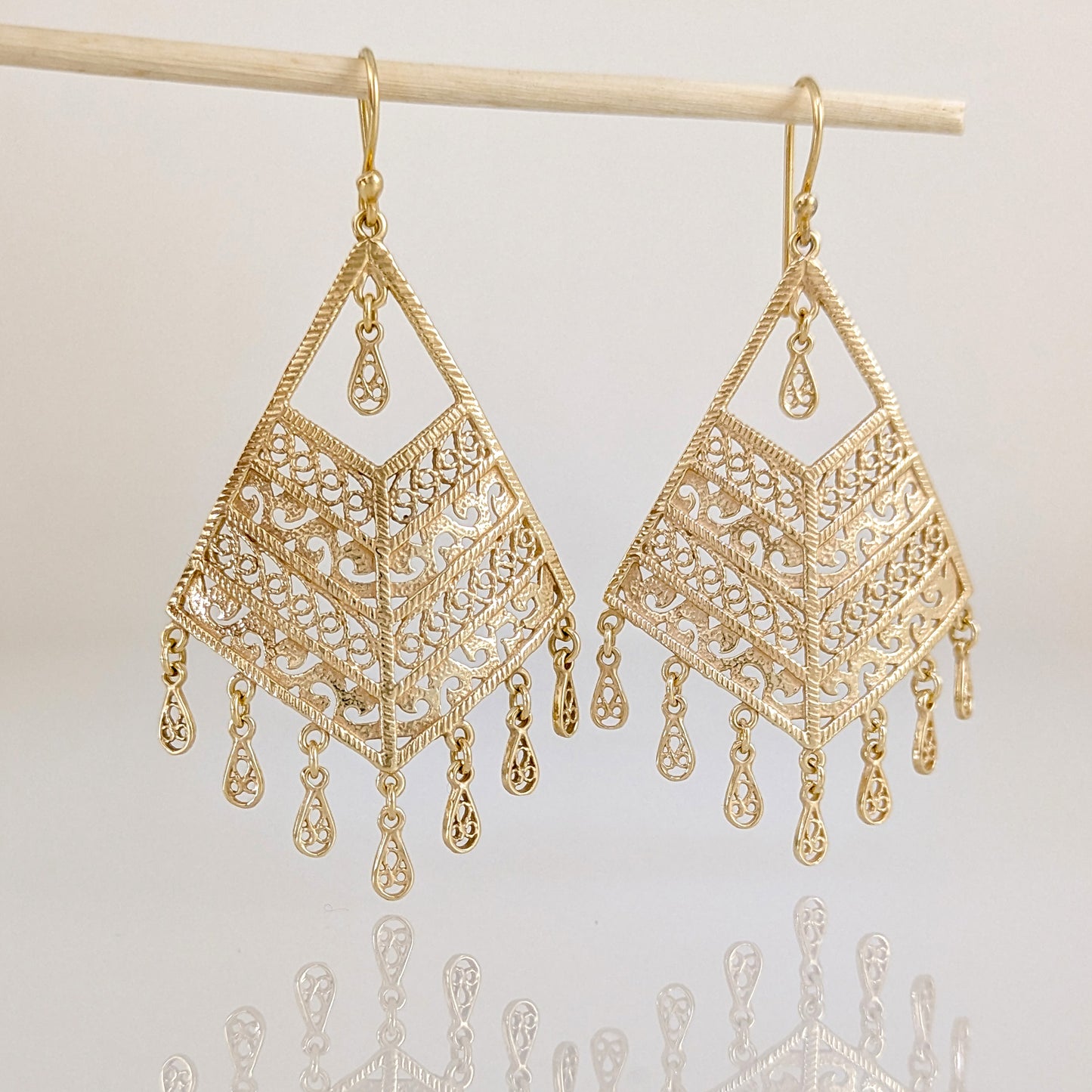 Diamond Openwork Filigree Chandelier Earrings
