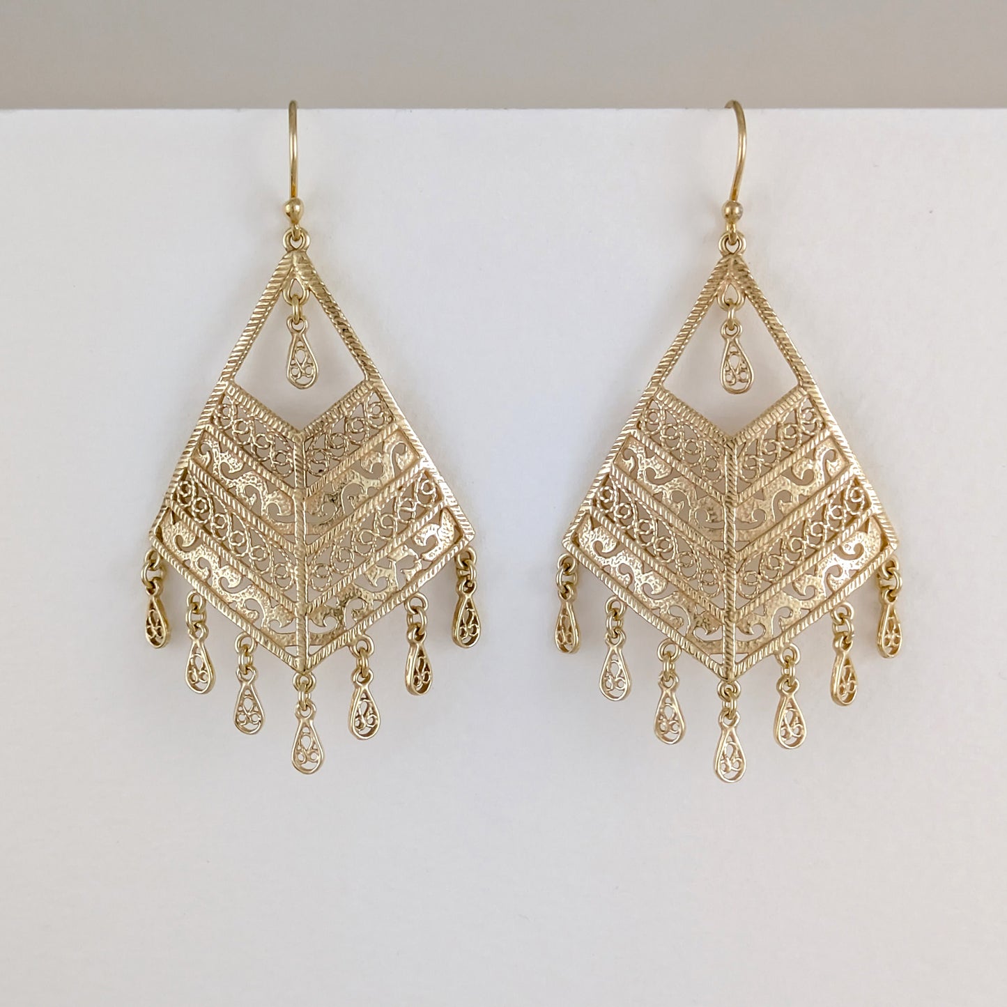 Diamond Openwork Filigree Chandelier Earrings