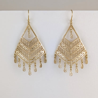 Diamond Openwork Filigree Chandelier Earrings