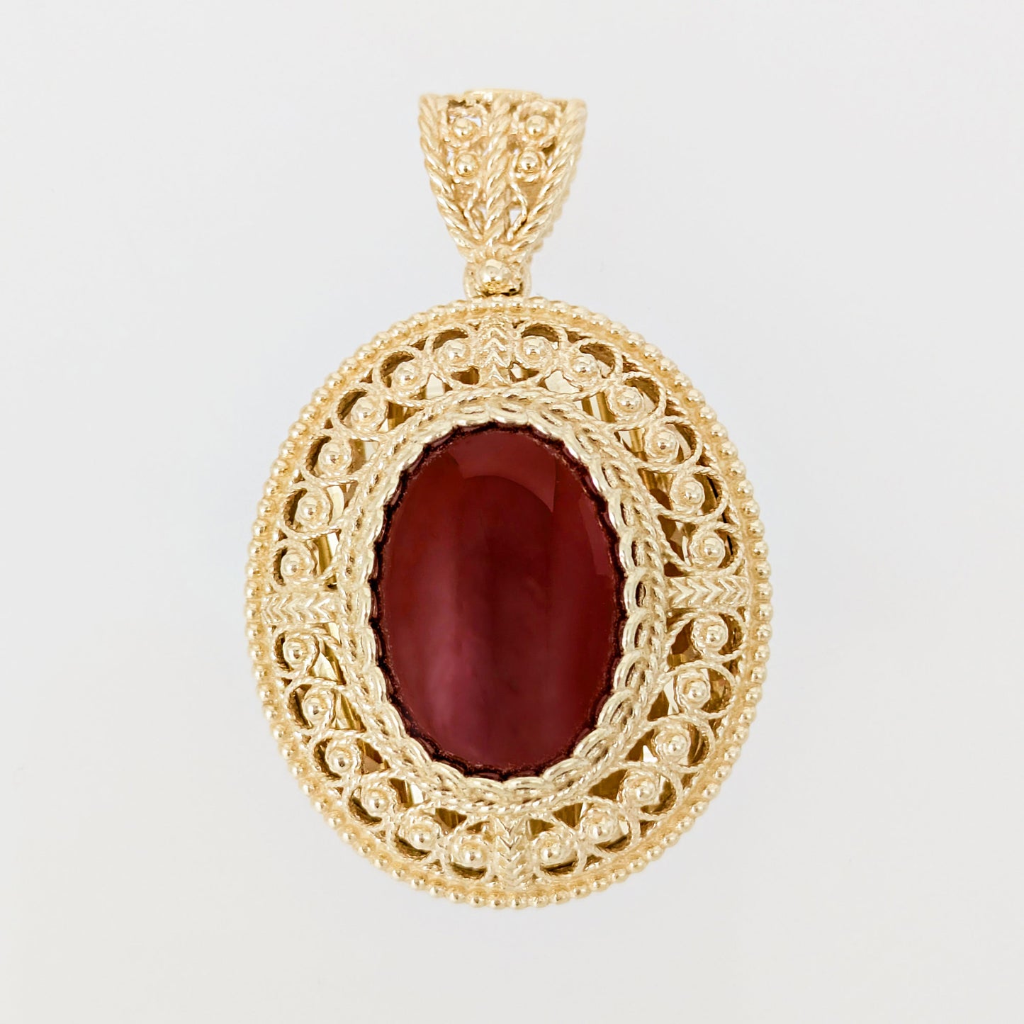 Filigree Pendant with Carnelian and Mirror Finish Gallery – 13x18mm Gemstone
