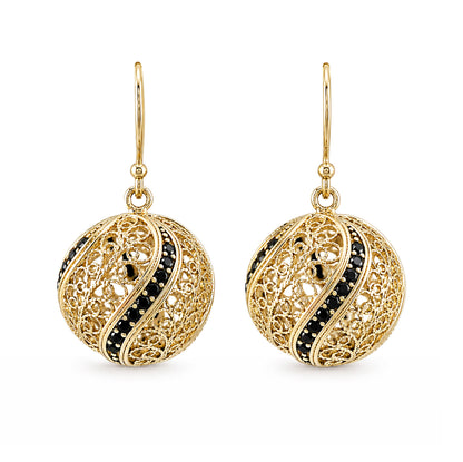 Filigree Ball Dangle Earrings with Ornate Detailing