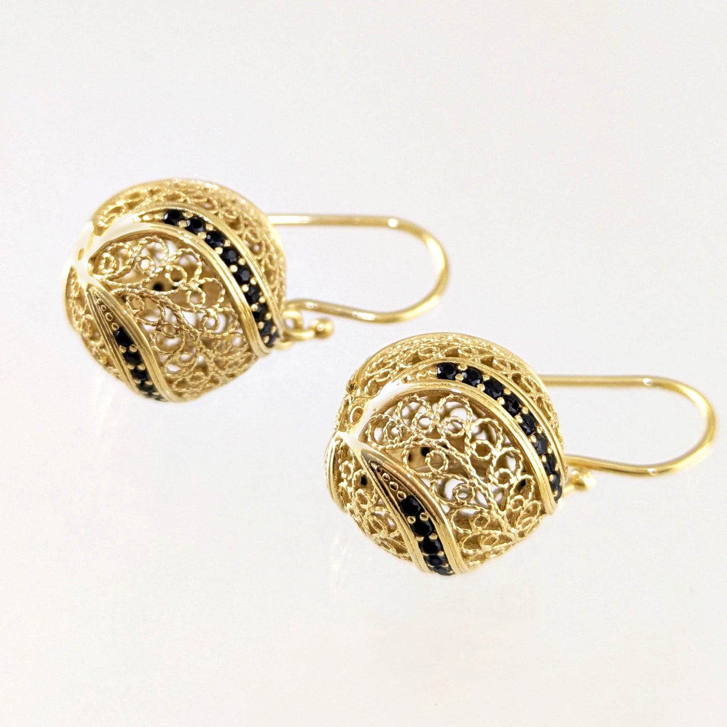 Filigree Ball Dangle Earrings with Ornate Detailing