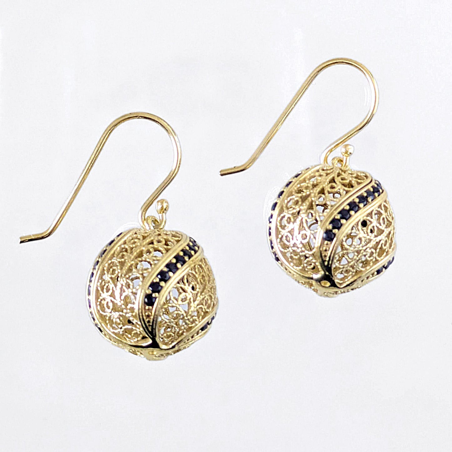 Filigree Ball Dangle Earrings with Ornate Detailing