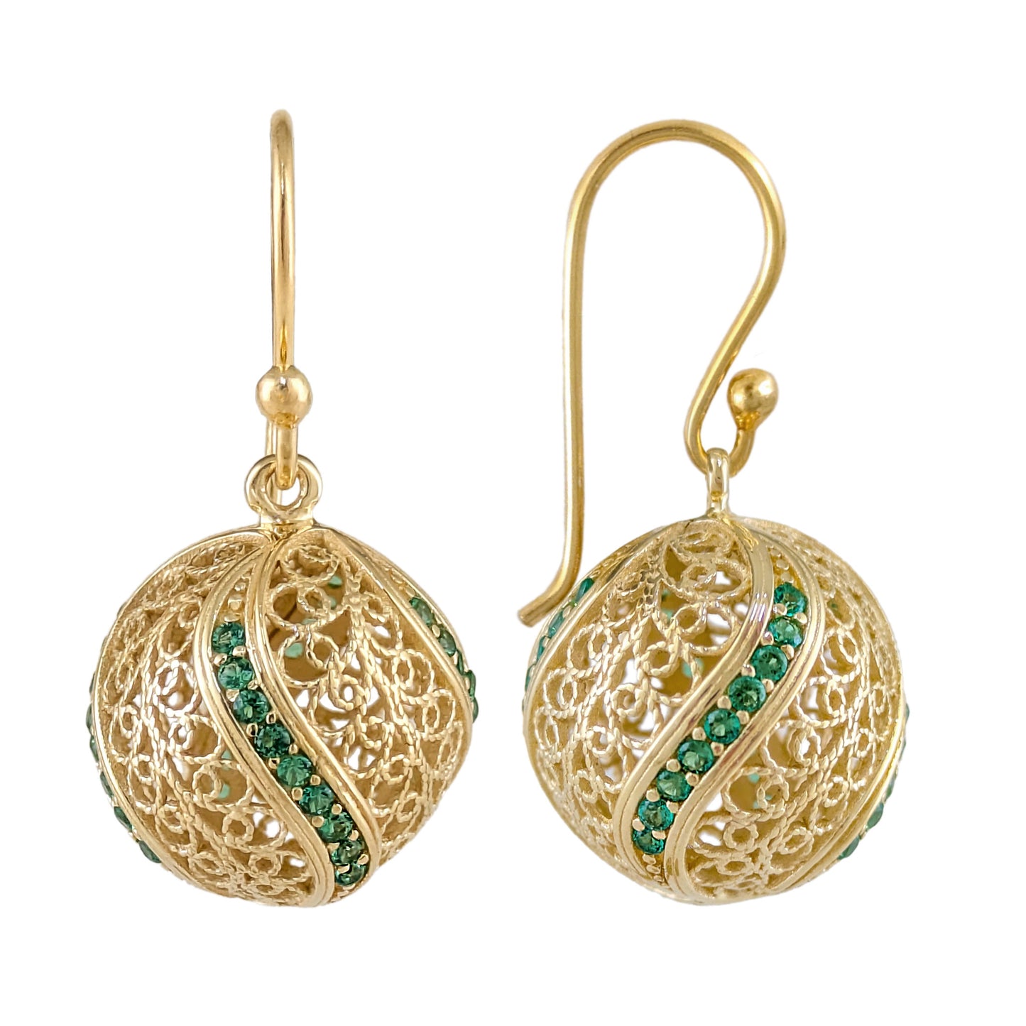 Filigree Ball Dangle Earrings with Ornate Detailing
