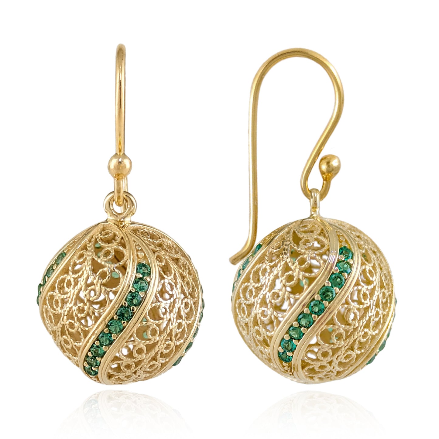 Filigree Ball Dangle Earrings with Ornate Detailing
