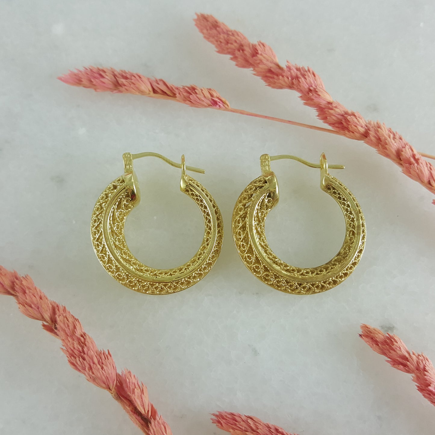 Graduated Filigree Hoop Earrings