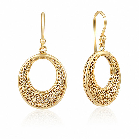 Open Circle Filigree Drop Earrings