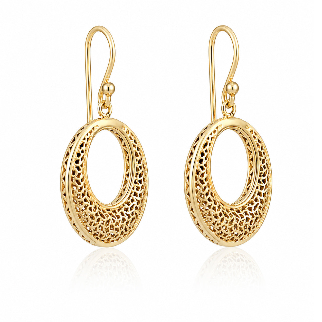 Open Circle Filigree Drop Earrings