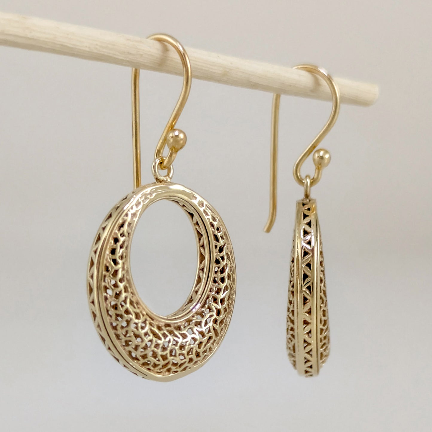 Open Circle Filigree Drop Earrings
