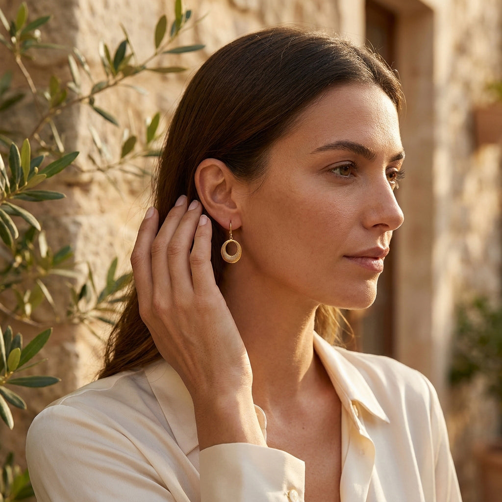 Open Circle Filigree Drop Earrings
