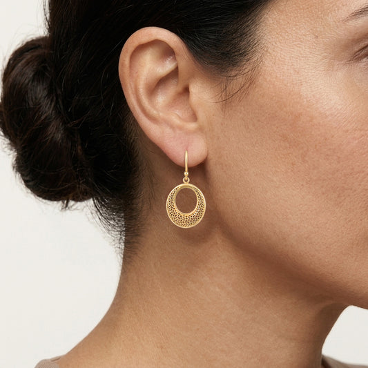 Open Circle Filigree Drop Earrings