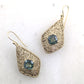 Filigree Drop Earrings with Morganite, Emerald, London Blue Topaz Color Quartz – Vintage-Inspired Jewelry