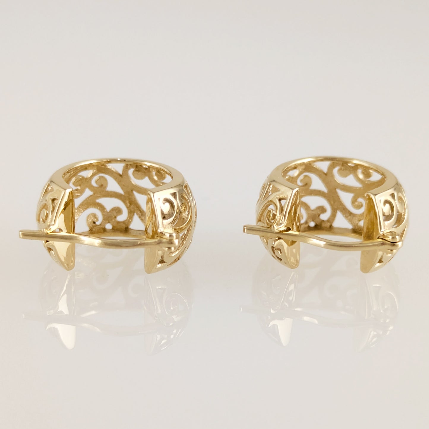 Swirl Pattern Hoop Earrings with Open Filigree Design