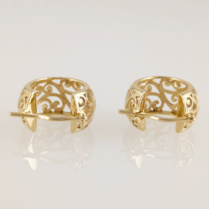Swirl Pattern Hoop Earrings with Open Filigree Design