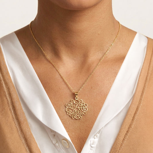 Hammered Scrollwork Pendant Charm