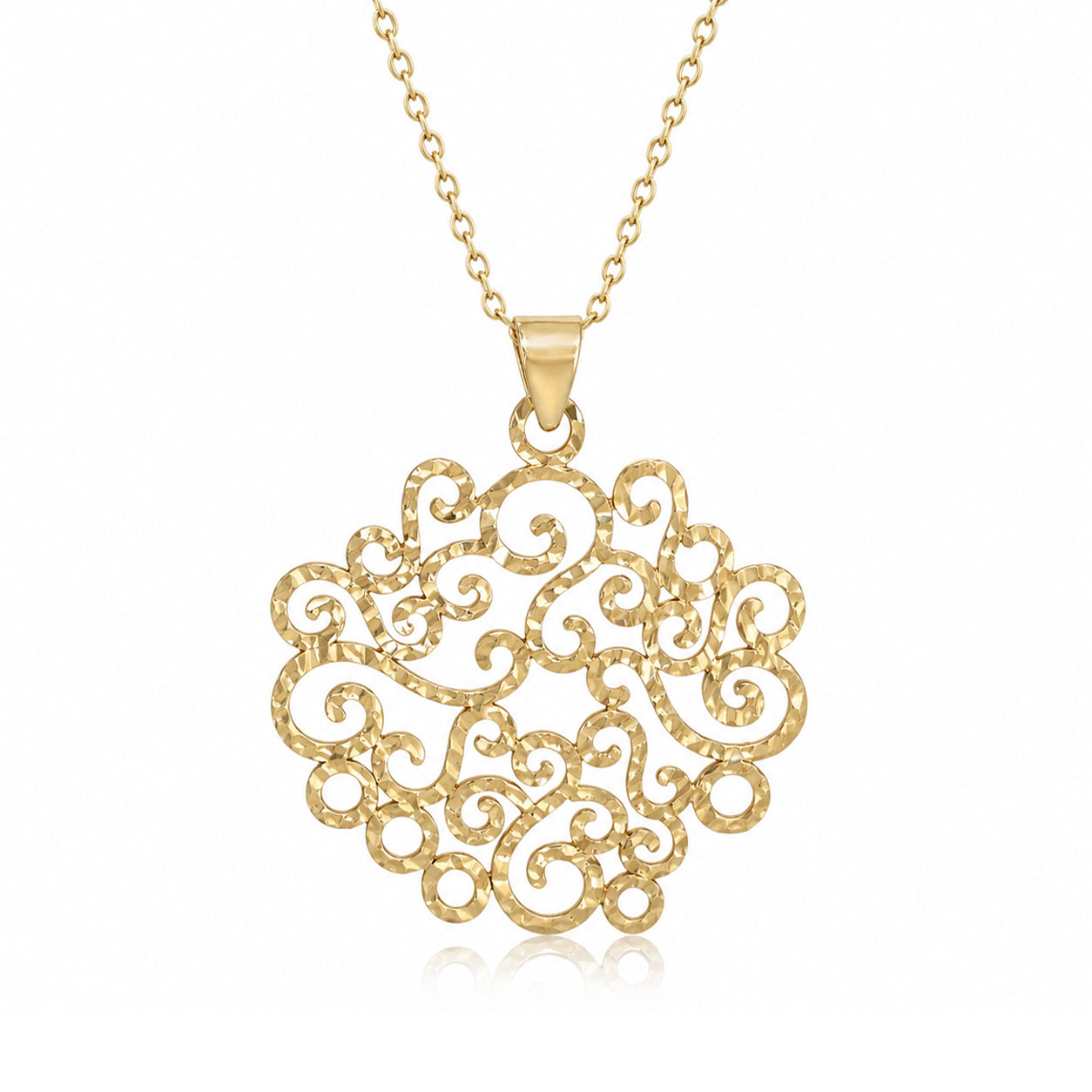 Hammered Scrollwork Pendant Charm