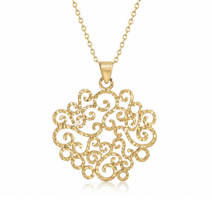Hammered Scrollwork Pendant Charm