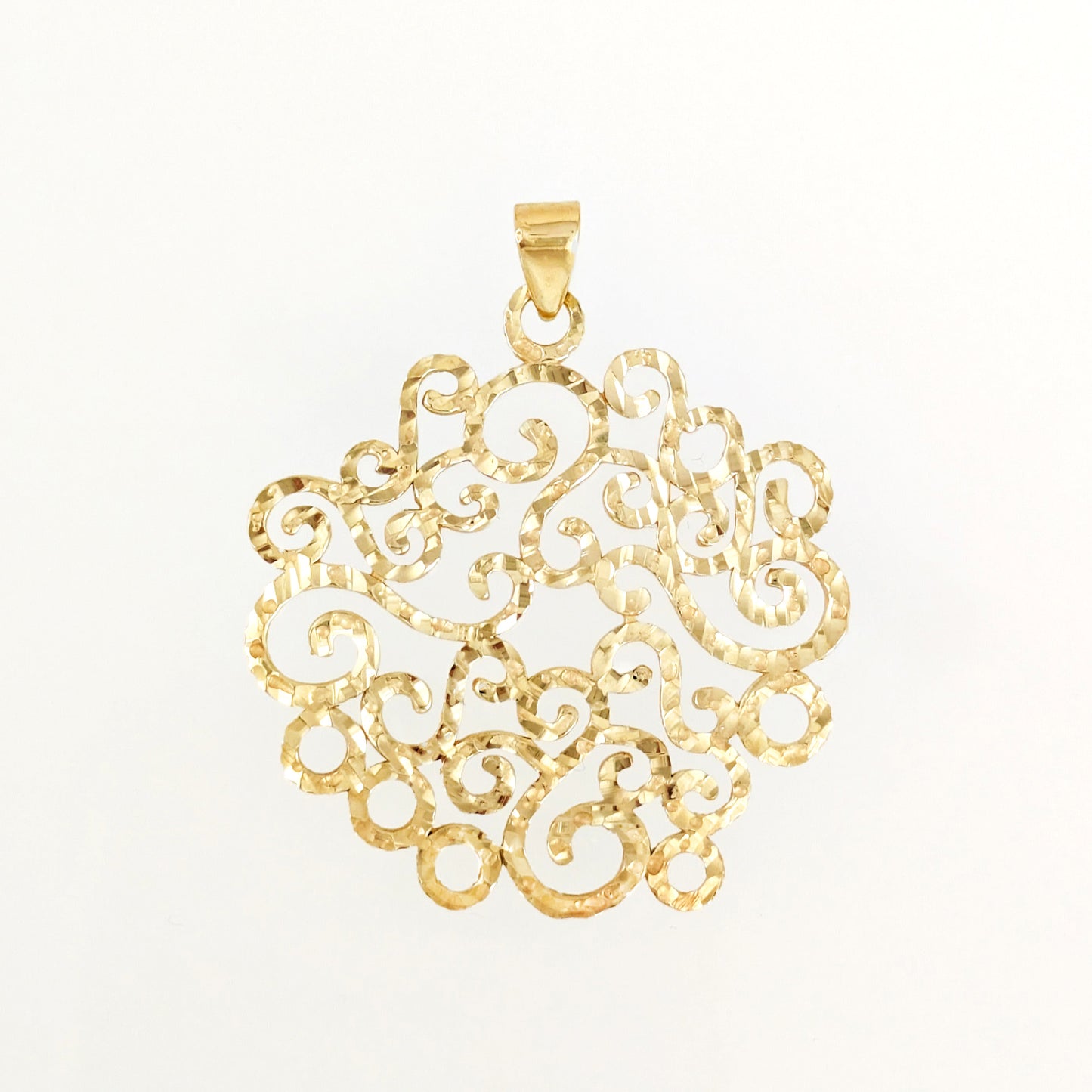 Hammered Scrollwork Pendant Charm