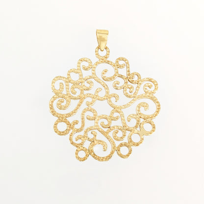 Hammered Scrollwork Pendant Charm