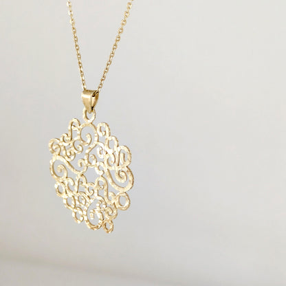 Hammered Scrollwork Pendant Charm