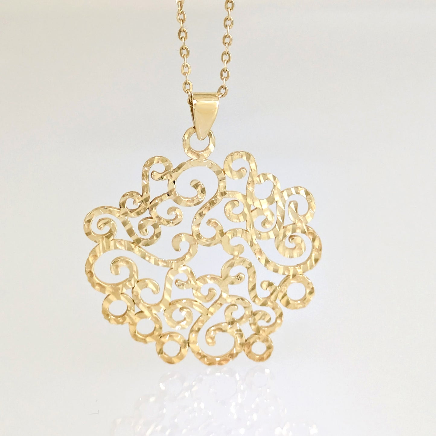 Hammered Scrollwork Pendant Charm
