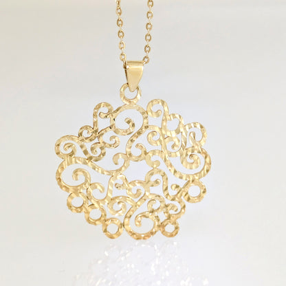 Hammered Scrollwork Pendant Charm