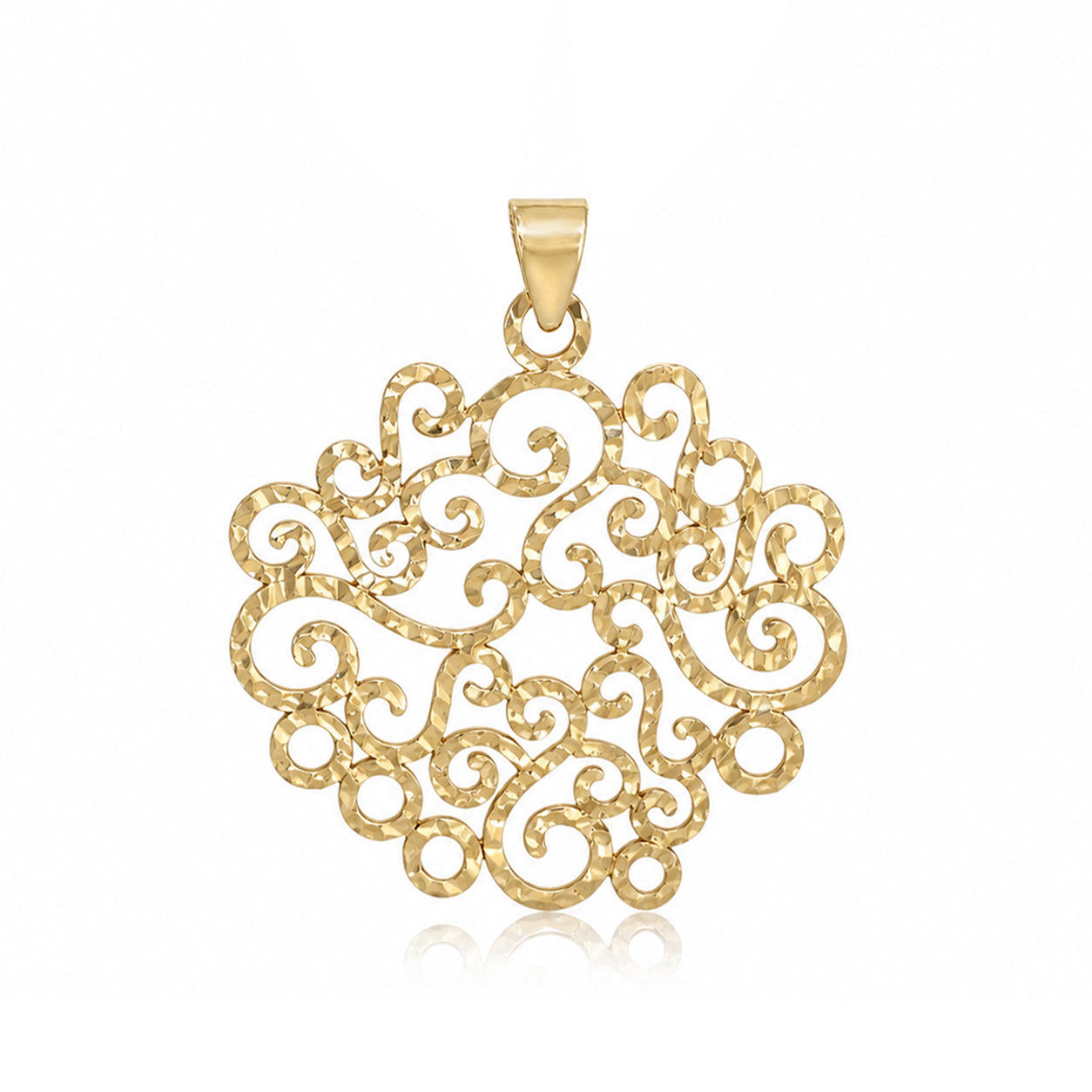 Hammered Scrollwork Pendant Charm