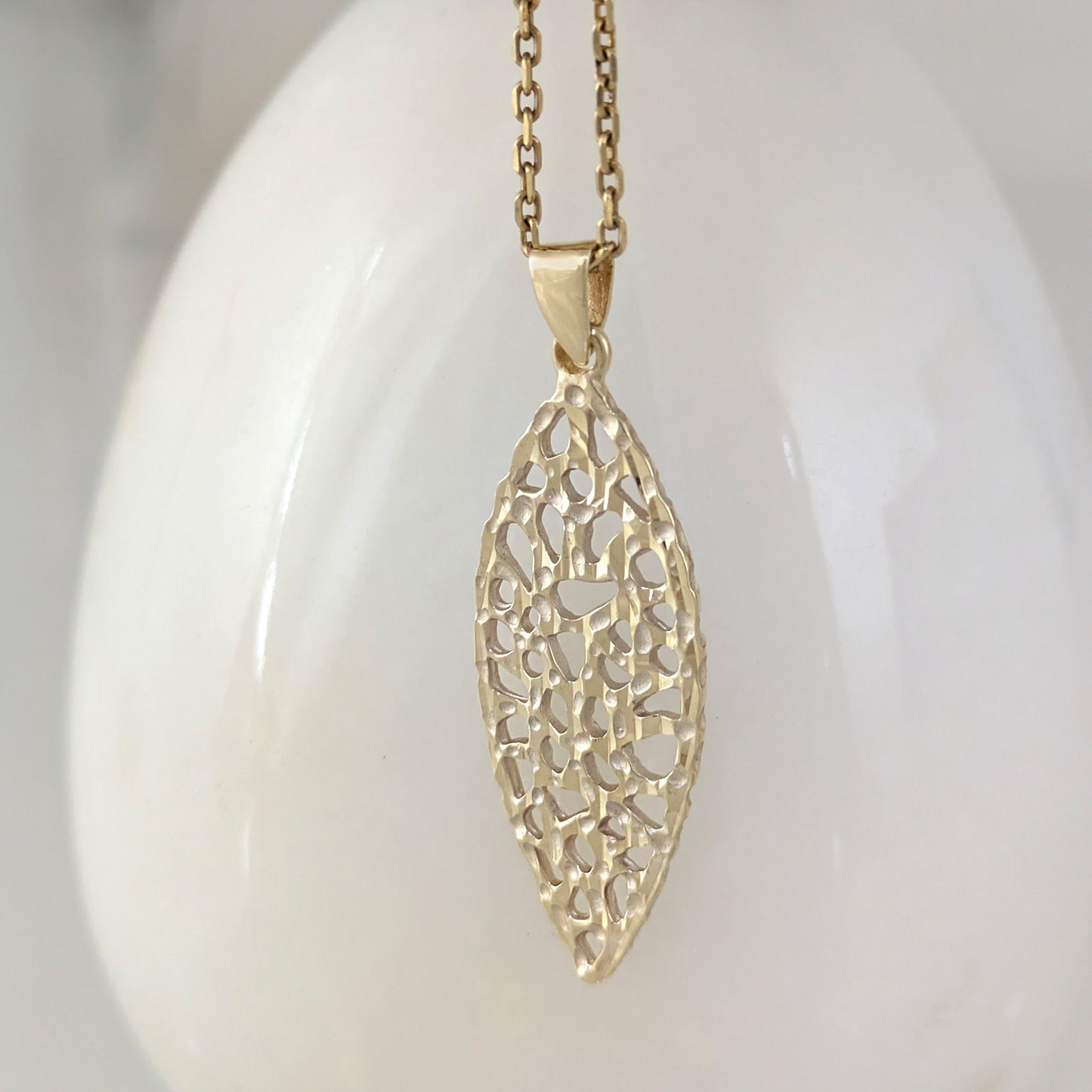 Openwork Marquise Pendant Statement