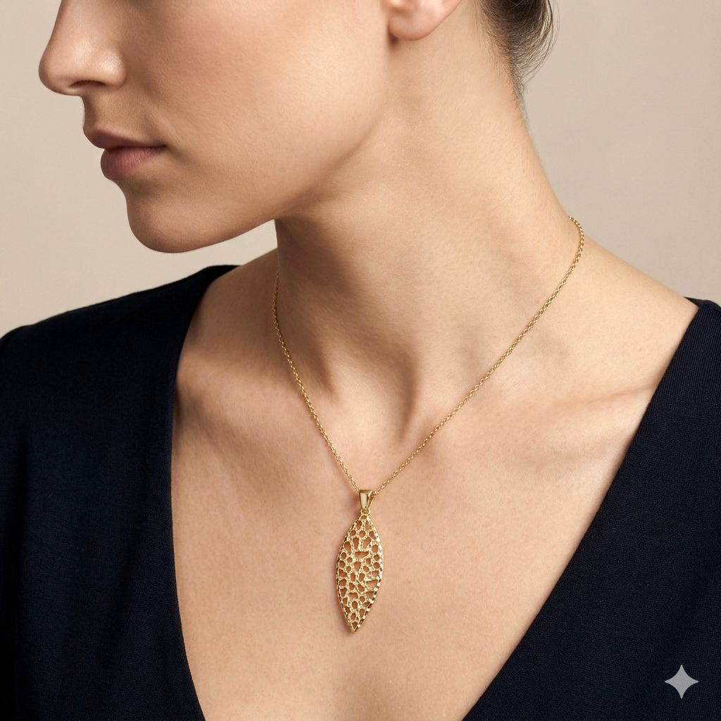 Openwork Marquise Pendant Statement