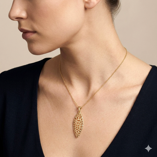 Openwork Marquise Pendant Statement