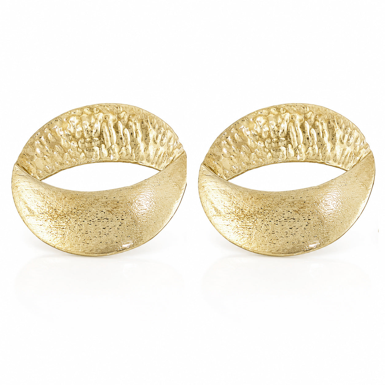 Open Oval Hammered Stud Earrings