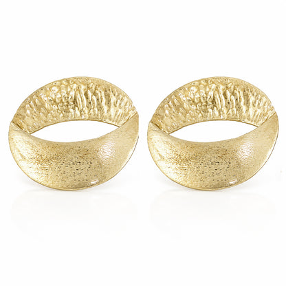 Open Oval Hammered Stud Earrings