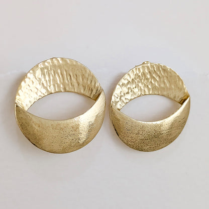 Open Oval Hammered Stud Earrings