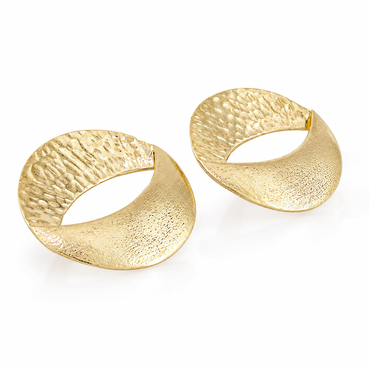 Open Oval Hammered Stud Earrings