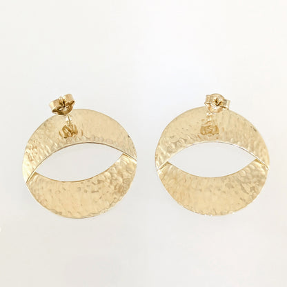 Open Oval Hammered Stud Earrings