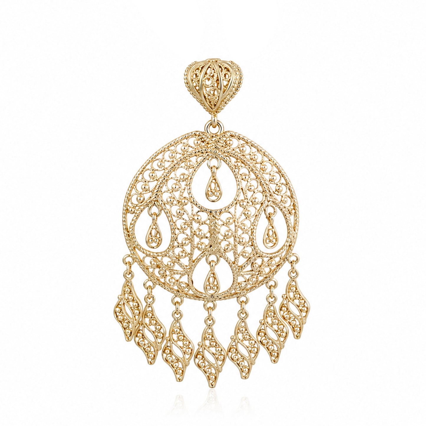Gold Filigree Pendant Necklace Charm 18k Gold Over Bronze Large Statement Pendant Ottoman Style Jewelry