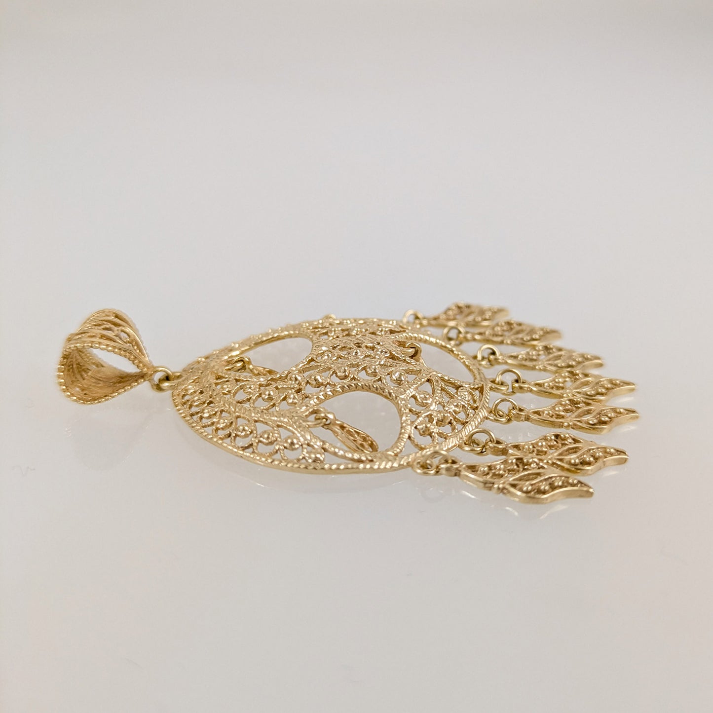 Gold Filigree Pendant Necklace Charm 18k Gold Over Bronze Large Statement Pendant Ottoman Style Jewelry