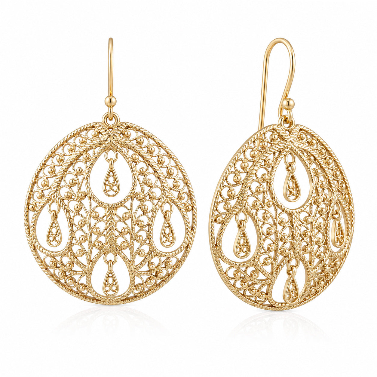 Round Openwork Filigree Drop Earrings