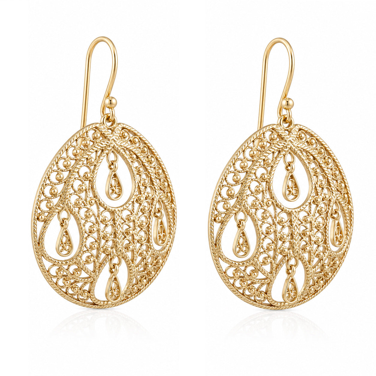 Round Openwork Filigree Drop Earrings