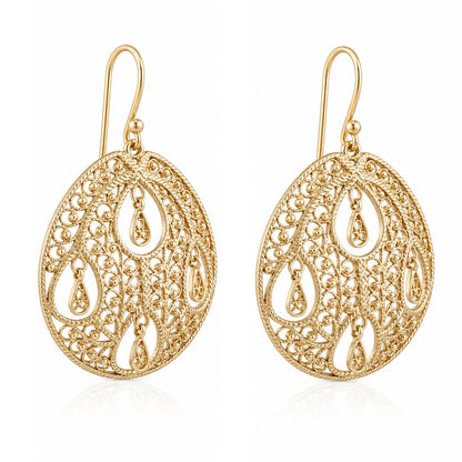 Round Openwork Filigree Drop Earrings
