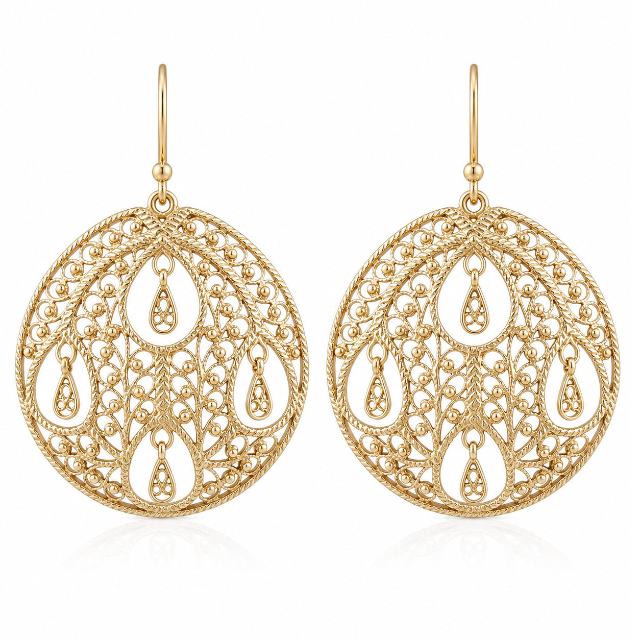 Round Openwork Filigree Drop Earrings