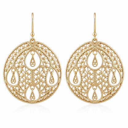 Round Openwork Filigree Drop Earrings