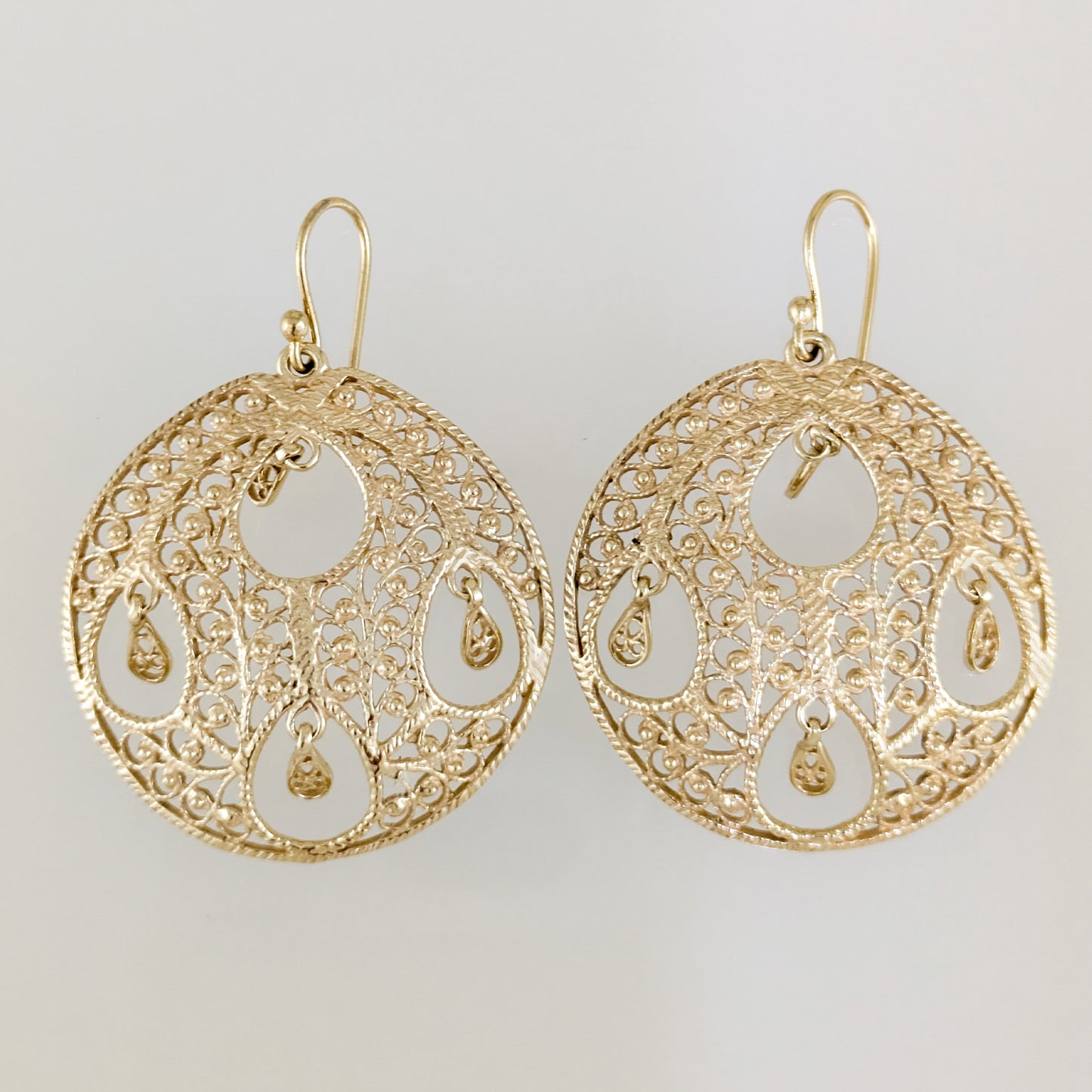 Round Openwork Filigree Drop Earrings