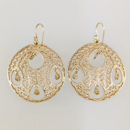 Round Openwork Filigree Drop Earrings